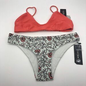 New Tavik Coral & Blue Floral Bikini - Size XS